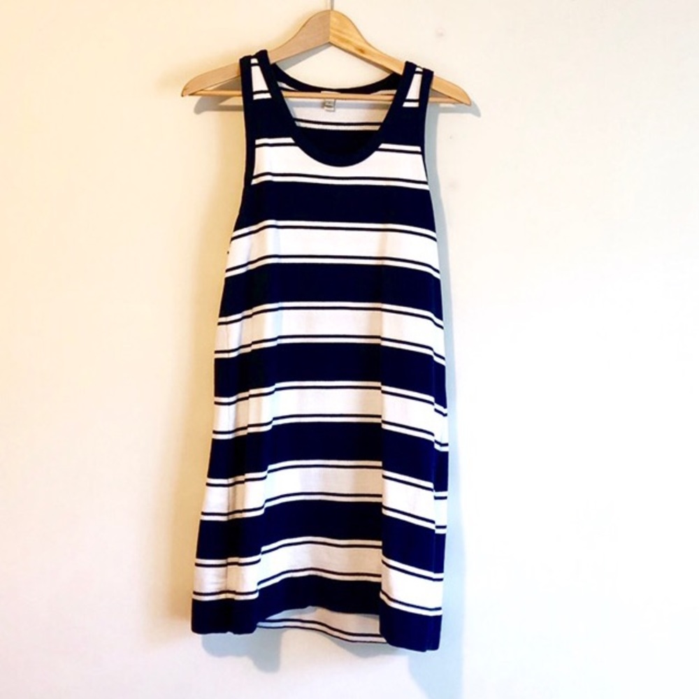 J. crew Navy and white striped tank dress